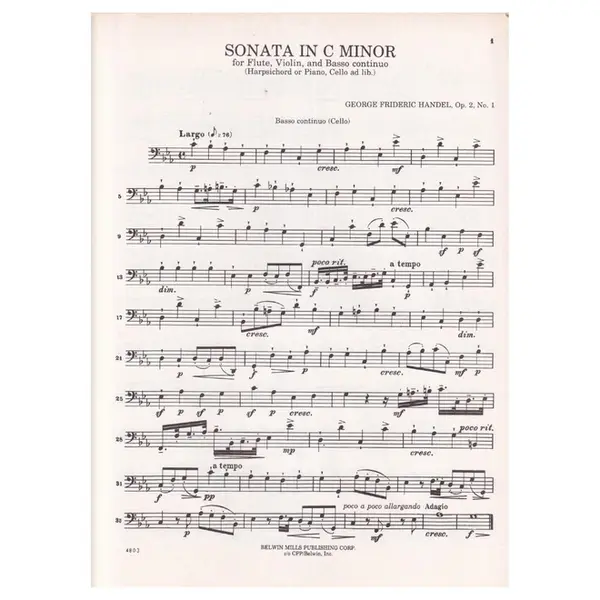Sonata In C Minor Op.2 N.1 for flute, violin and basso continuo