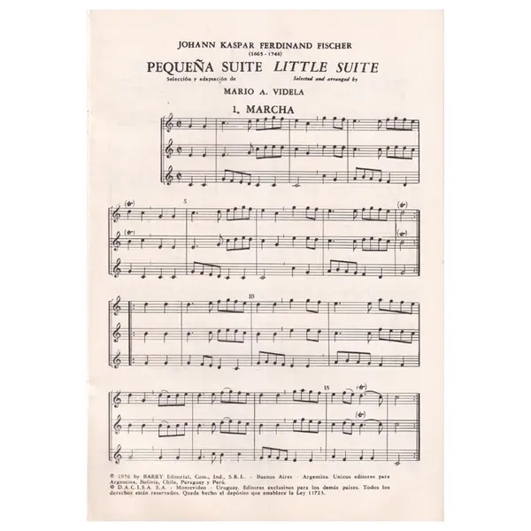 Pequeña Suite (little suite) para tres flautas dulces soprano