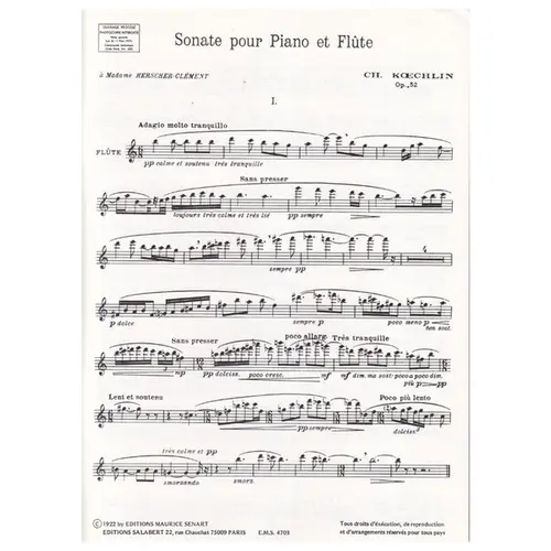 Sonate Pour Piano Et Flute - Op.52