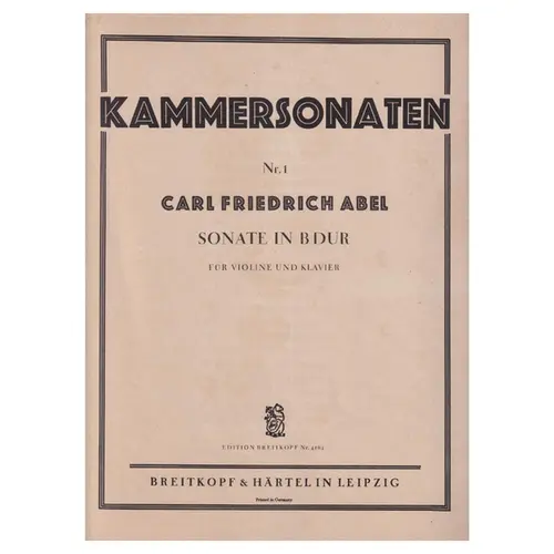 Kammersonaten - Sonate n. 1 in B Dur fur violine und klavier