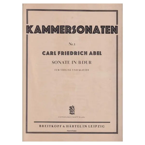 Kammersonaten - Sonate n. 1 in B Dur fur violine und klavier