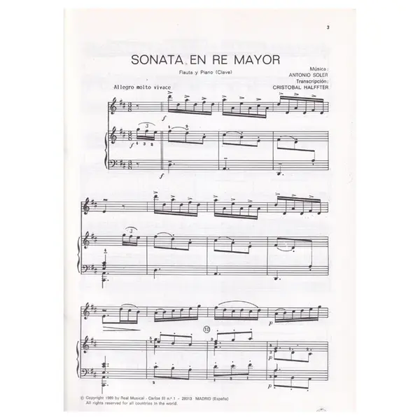 Sonata En Re Mayor para flauta y piano