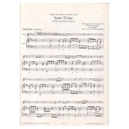 Suite D Dur Fur Flote und Basso continuo