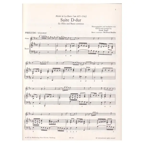 Suite D Dur Fur Flote und Basso continuo