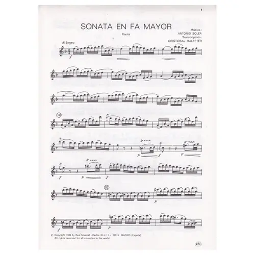 Sonata En Fa Mayor para flauta y piano
