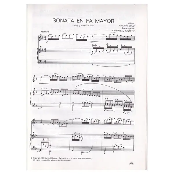 Sonata En Fa Mayor para flauta y piano