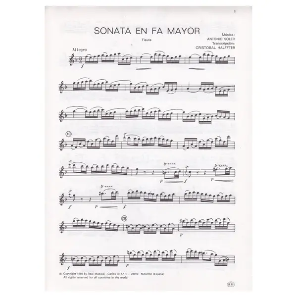 Sonata En Fa Mayor para flauta y piano