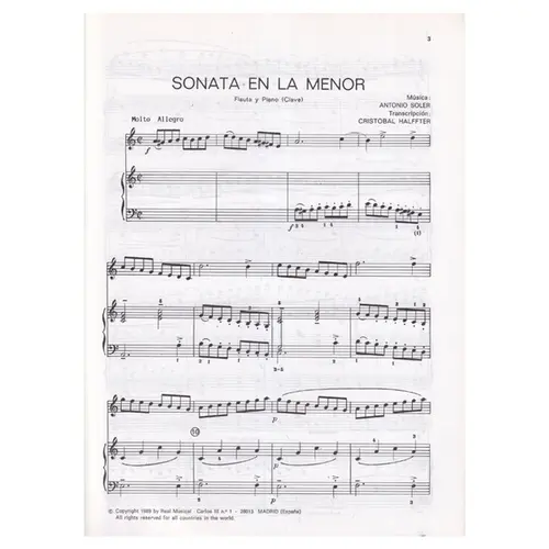 Sonata en la menor para flauta y piano