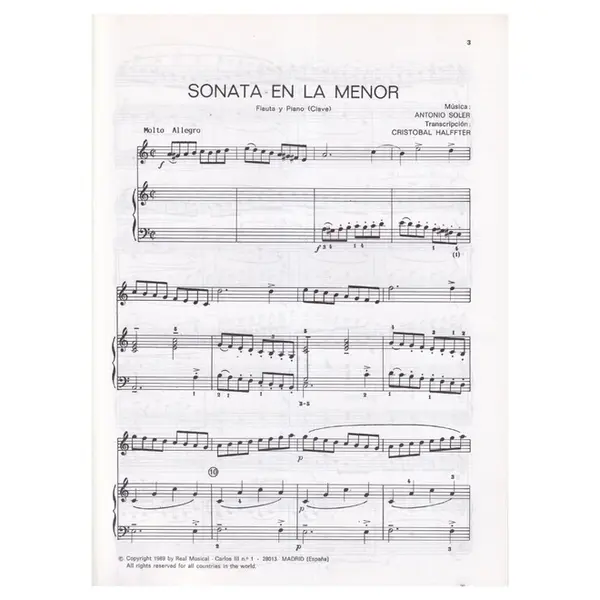 Sonata en la menor para flauta y piano