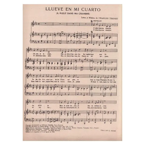 Llueve in mi Cuarto(Il Pleut Dans Ma Chambre)