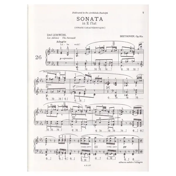 Sonata n. 26 E flat major, op.81a (les adieux)