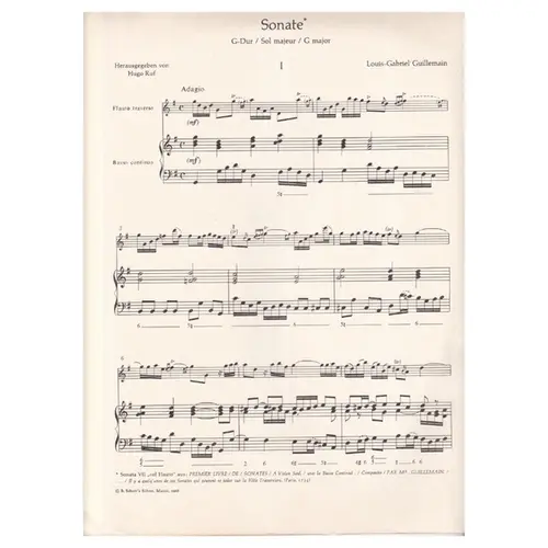 Sonate G-Dur /G Major fur querflote und basso continuo