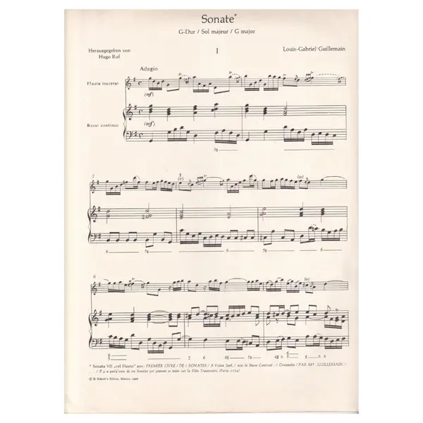 Sonate G-Dur /G Major fur querflote und basso continuo