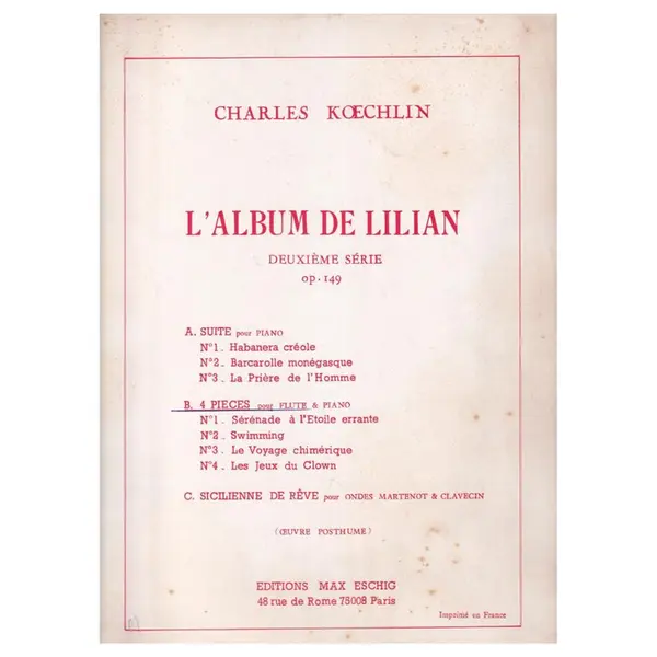 L`Album De Lilian - Op.149-B  - 4 Pieces