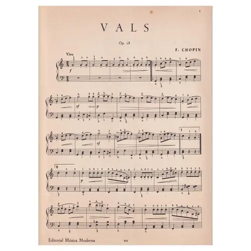Vals op. 18 para piano