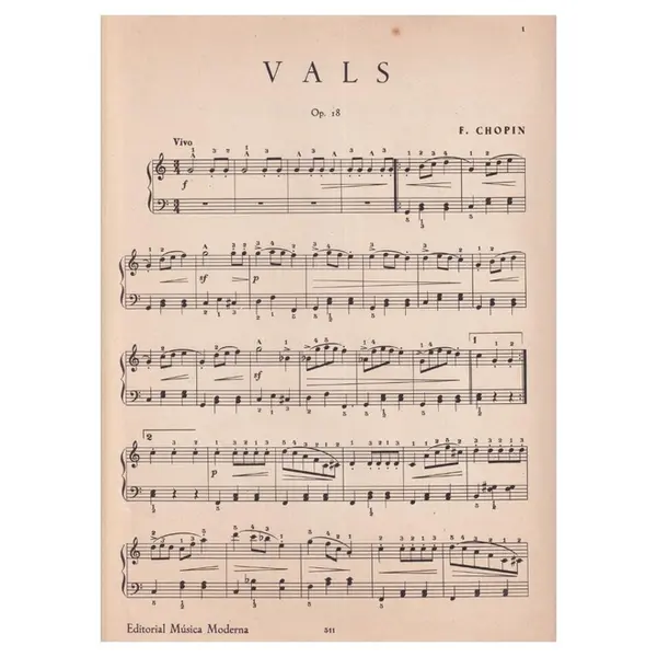 Vals op. 18 para piano