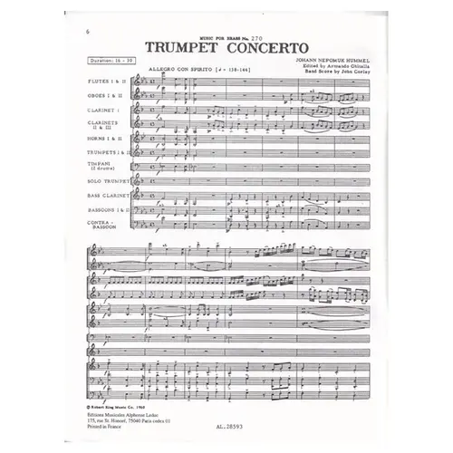 Trumpet Concerto - version for trumpet and band ( score)