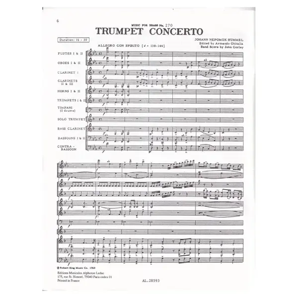 Trumpet Concerto - version for trumpet and band ( score)