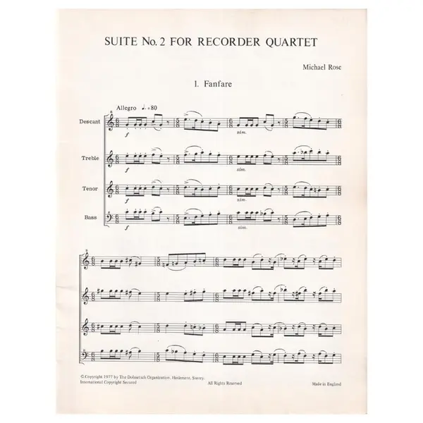 Suite n. 2 for recorder quartet