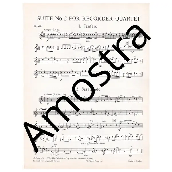 Suite n. 2 for recorder quartet