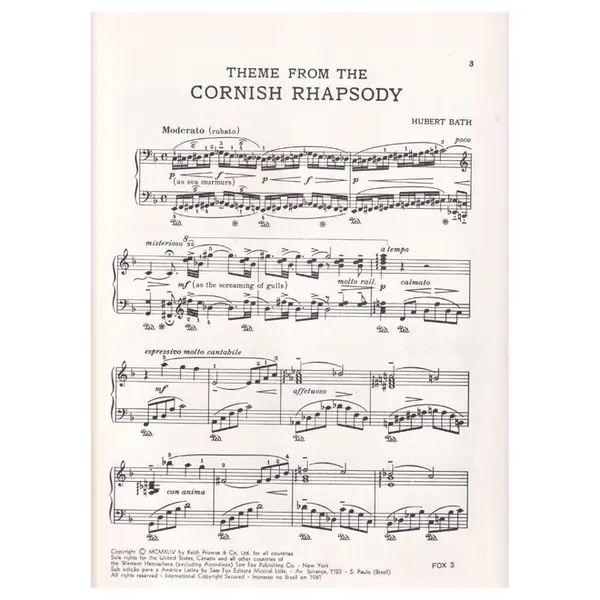 Tema da Cornish Rhapsody para piano