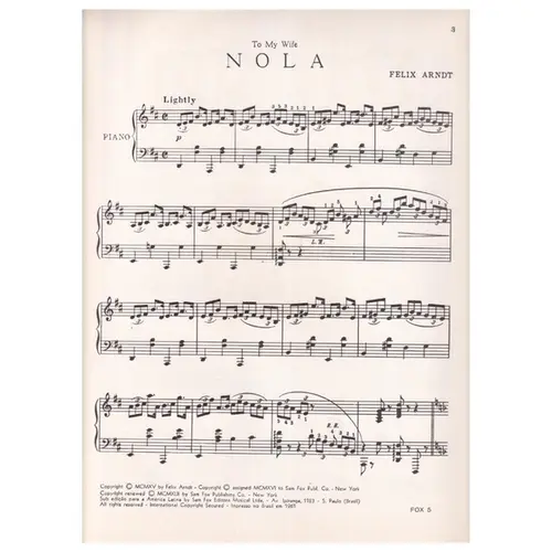 Nola - A Silhouette for the piano