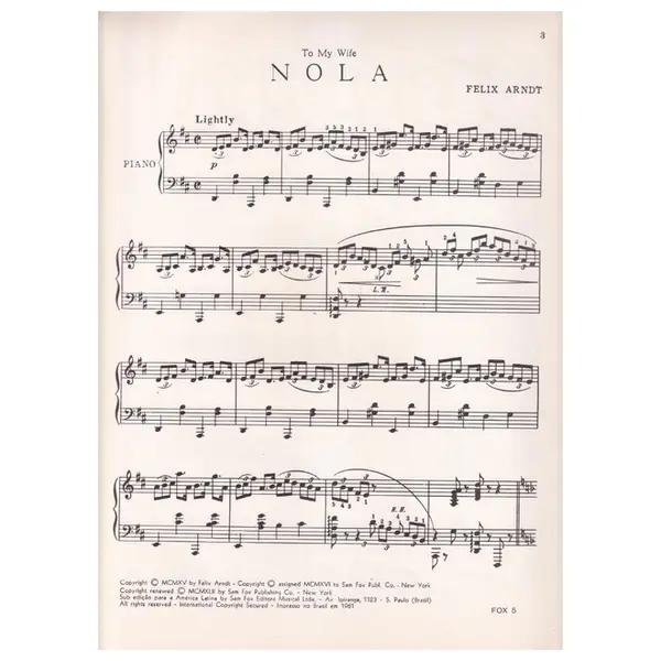 Nola - A Silhouette for the piano