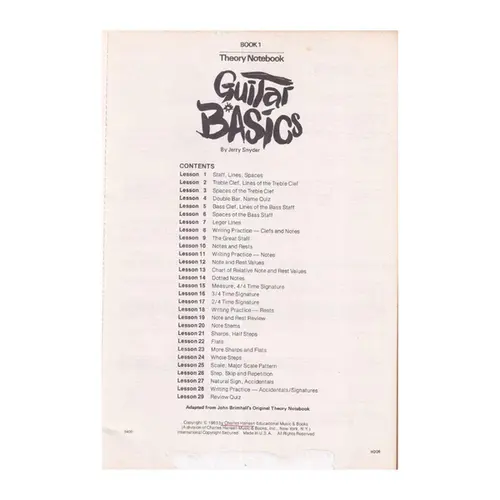 Theory Notebook - Book 1 - Guitar Basics