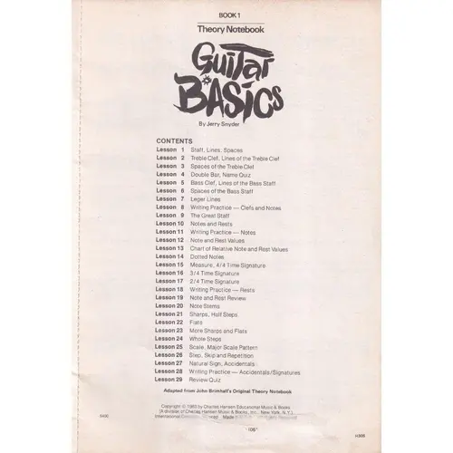 Theory Notebook - Book 1 - Guitar Basics