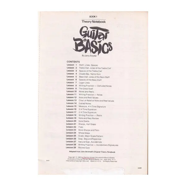 Theory Notebook - Book 1 - Guitar Basics