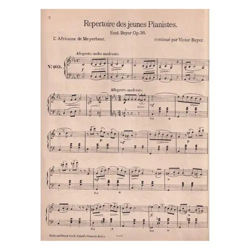 Repertoire des Jeunes Pianistes Op.36 - Op.103 L' AFricaine de Meyerbeer