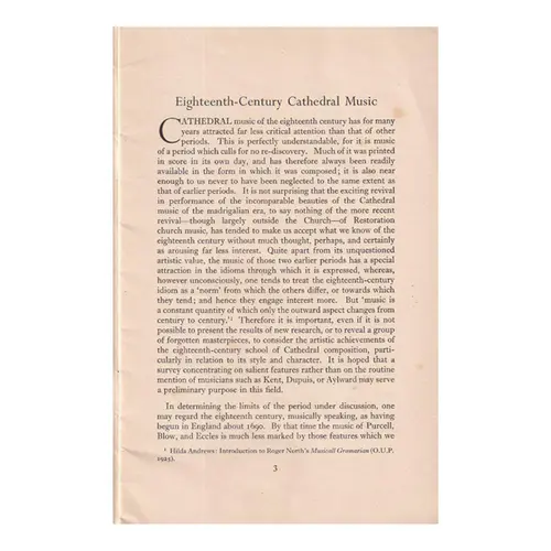 Eighteenth Century Cathedral Music