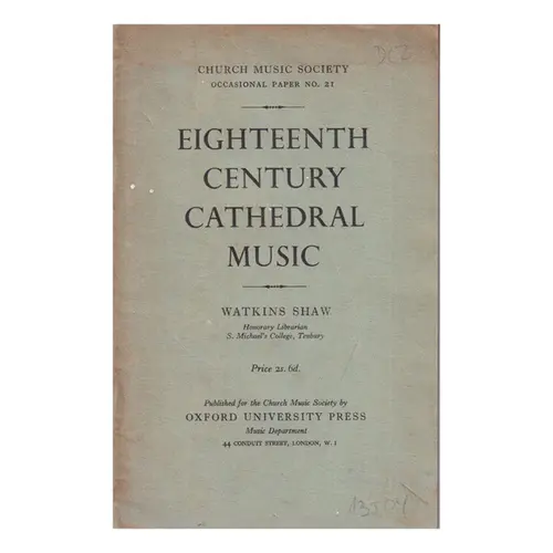 Eighteenth Century Cathedral Music