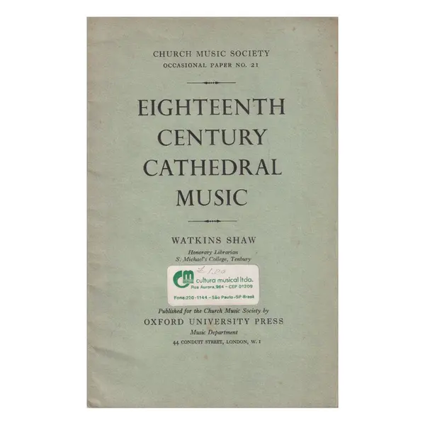 Eighteenth Century Cathedral Music