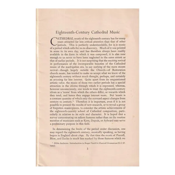 Eighteenth Century Cathedral Music