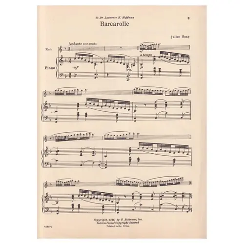 Barcarolle For Flute  and piano
