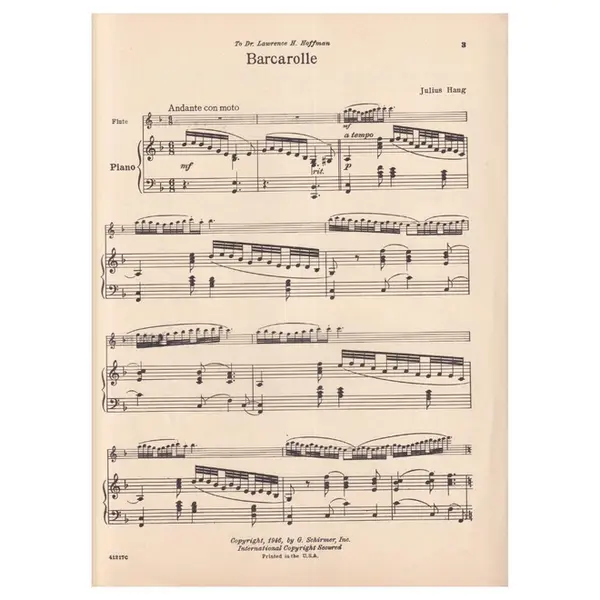 Barcarolle For Flute  and piano