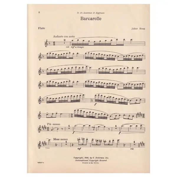 Barcarolle For Flute  and piano