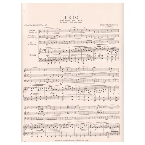 Trio In Eb Major - Op.1 N.4 for flute violin and piano