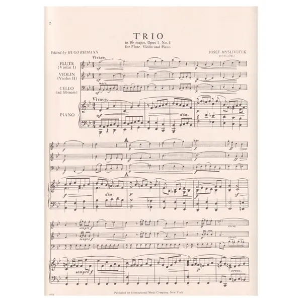 Trio In Eb Major - Op.1 N.4 for flute violin and piano
