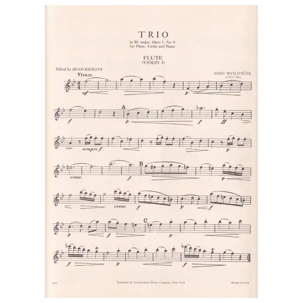 Trio In Eb Major - Op.1 N.4 for flute violin and piano