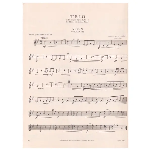 Trio In Eb Major - Op.1 N.4 for flute violin and piano