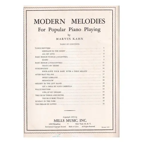 Modern Melodies for Popular Piano Playing
