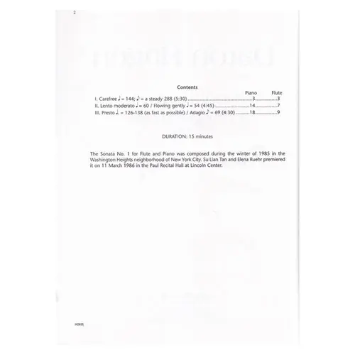 Sonata N.1 for Flute And Piano (1985)