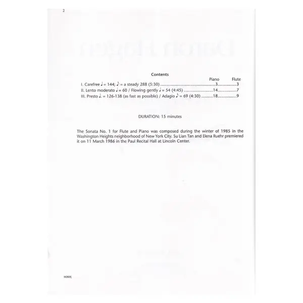 Sonata N.1 for Flute And Piano (1985)