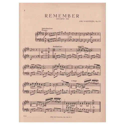 Remember - Souviens for piano