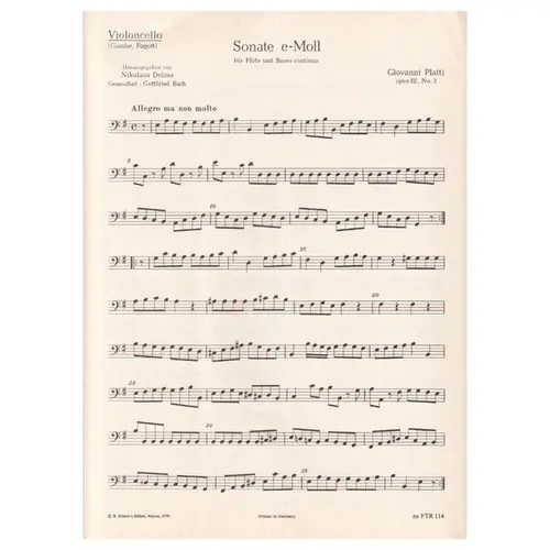 Sonate E Moll Fur Flote  em mi menor op.III n. 3