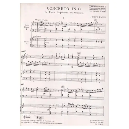 Piano Concerto In C for piano (harpsichord) and orchestra