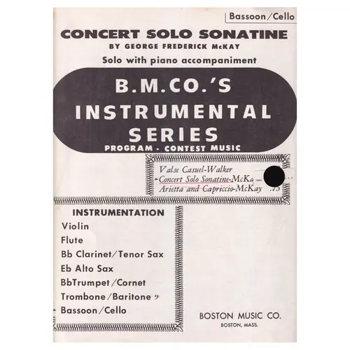 Concert Solo Sonatine for bassoon ou cello e piano