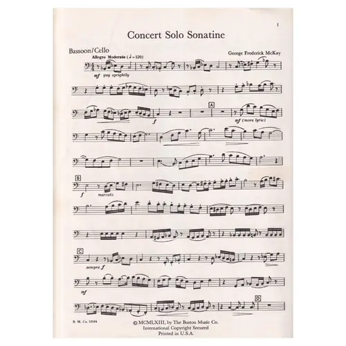 Concert Solo Sonatine for bassoon ou cello e piano